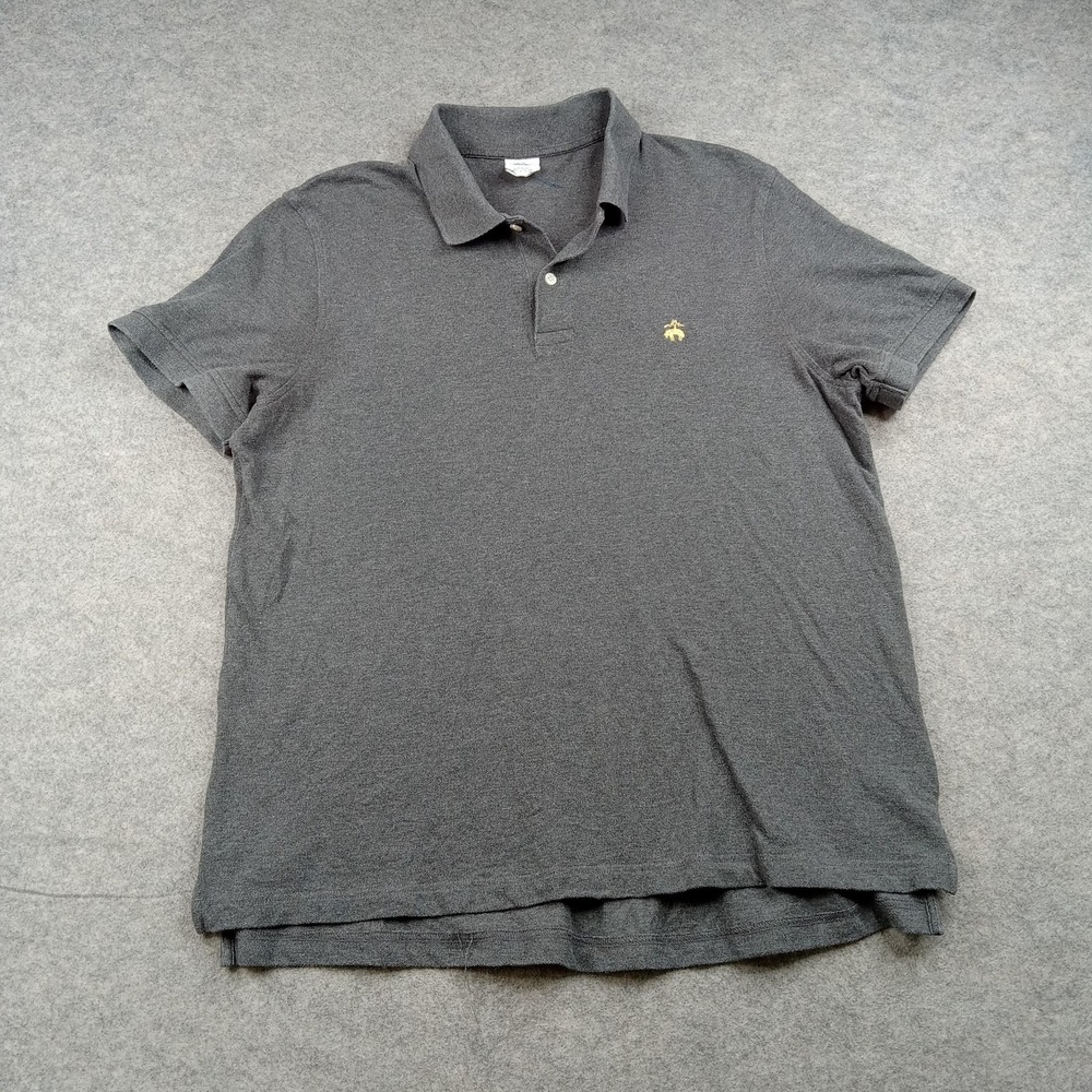 Brooks Brothers Polo Shirt Mens XL Gray Solid 1818 Slim Fit Cotton Knit Top